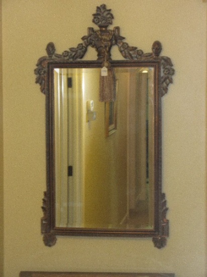 Beautiful French Inspired Baroque Style Framed Beveled Wall Mount Mirror Urn