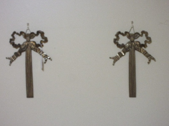 Pair - Solid Brass Ribbon Bow Wall Décor Accent Made in India
