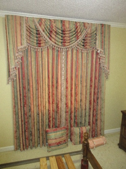 Custom Made Elegant Lined Window Treatments & Drapery Swag Valance Tassel Fringe