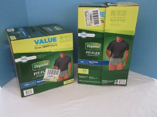 2 Boxes What A Deal! Depend Fit-Flex Underwear For Men Size L/XL