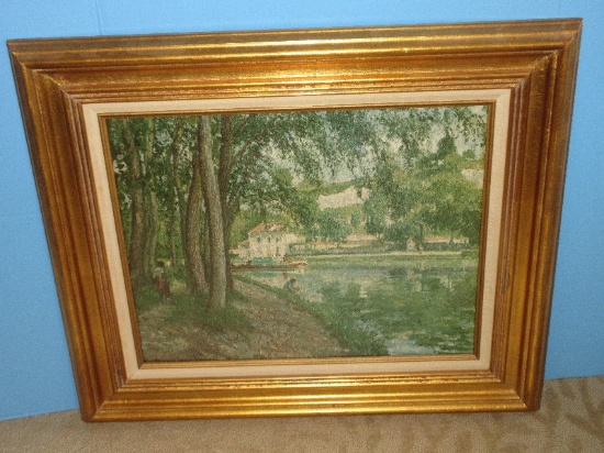 Titled "The Plum Tree" Depicts Southern Plantation Pond Landscape Fine Art Textured Print