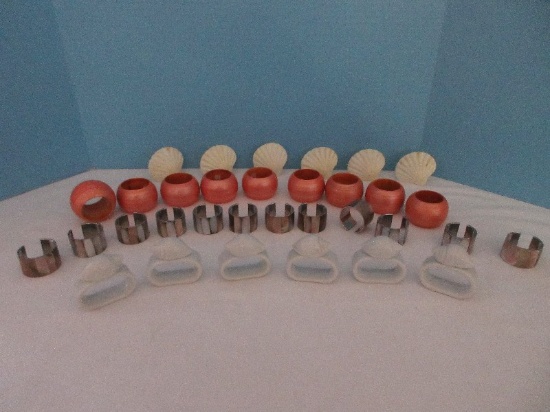 Misc. Napkin Rings Molded Scalloped Shells, Abalone, Conch Porcelain