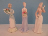 Collection 3 Porcelain Genteel Debutante Young Lady Figurines