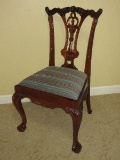 Resplendid Mahogany Chippendale Style Intricate Pierced Back Detailed Carved Chair Ball