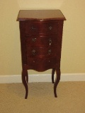 Bombay Co. Traditional Cherry Finish Bow Front Jewelry Armoire Lined 4 Drawers Beaded Trim