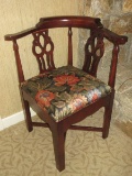 Exceptional Edwardian Period Style Mahogany Corner Chair Curved Back