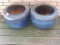 Pair - Stoneware Cobalt Mottled Glaze Finish Cupped Rim