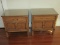 Pair - Lane Furniture Walnut Night Stands w/ Protective Glass Tops