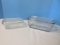 2 Rectangular Clear Glass Refrigerator Dishes w/ Lids Anchor Hocking