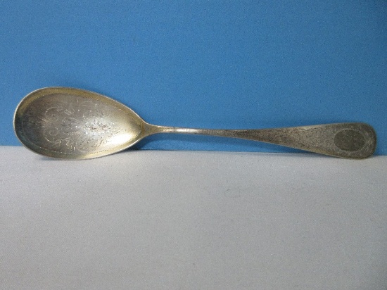 Antique Stamped 800 Sterling Silver Egg Sever 7 1/4" Spoon Engraved Bowl/Handle