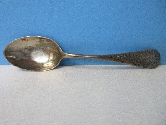 A. Stowell & Co. Sterling Silver Repousse Pattern 6 1/2" Teaspoon Back Engraved "Marion"