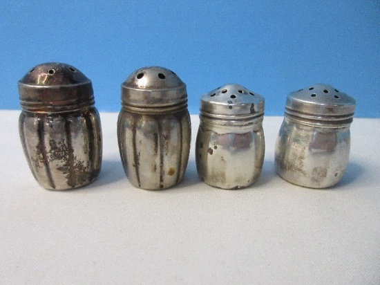 2 Pair - Sterling Silver Individual Salt/Pepper Shakers Panel Design