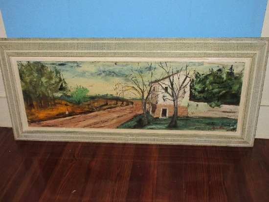 Rare Find Saltbox Farmhouse Landscape Scene Original Art Painting