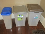 3 Large Airtight Animal Plastic Food Containers 50lbs. Dry Dog Food 65qt Top Paw