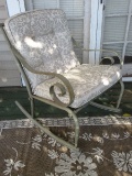 Aluminum Frame Scroll Arm Porch/Deck/Patio Rocker Rocking Chair w/ Foliage Accent Back