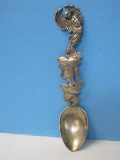 Antique Sterling Silver Figural Angel & Pierced Foliate Pattern handle 4 3/8