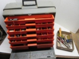 Flambeau 22060 Giant Tackle Box w/ 6 Tray Drawers, Dremel & Accessories, Wood Chisels, Etc.