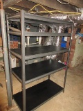 Metal Frame Storage Organizer Utility Rack w/ Black Laminate Board Shelves