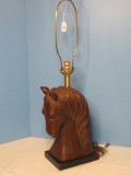 Resin Simulated Carved Wood Horse Bust on Black Base 33