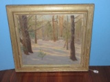 Early Forest Woodland Winter Scape Original Art Work on Canvas Attributed to G. Morris