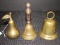 3 Vintage Brass Bells Apple Design, Metal Handle, Hoop Handle