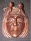 Wooden Carved Face Mask w/ 2 Birds Wall Décor