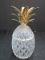 Clear Glass Pineapple Trinket Dish w/ Brass Top