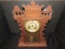The New Haven Clock Co. Vintage Clock Wooden Curved Sides, Bannister Design Top