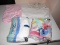 Lot - Colorful Shower Curtain, Both Towels, Laundry Bag, Etc.