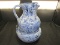 Cole Pottery Sanford Co. Blue Glazed Water Pitcher & Fruit Bowl