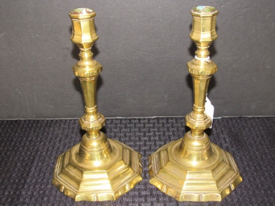 Pair - Metal Tall Spindle Design Candle Sticks