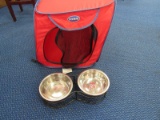 Sport Pet Red Folding Crate & Metal Pet Food/Water Bowls For Large Dogs