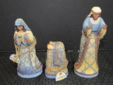 Jim Shore Heartwood Creek Set - 3 Blue Holy Family Figurines © 2007 