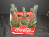 6 Vintage Collectible Coca-Cola Bottles in Coca-Cola Carry Box