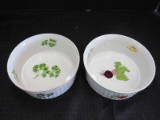 2 Quiche Bowls Cookware 'Parsley' & Vegetable Garden by Andrea