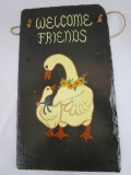Welcome Friends Grouse Hand Painted Wall Décor Sign