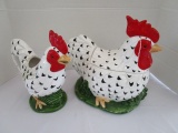 Boston Warehouse Trading Cup, White Pair Roosters Jars