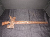 Amazing Wooden/Metal Wave Knife w/ Carved Thai Lion Head Handle