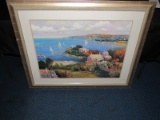 Large Seaside Scene Picture Litho Print Artist Signed Limited 310/700 Edition