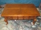 Wooden Center/Coffee Table, 1 Drawer, Brass Pulls Curved Legs to Pad Feet