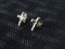 Pair  585 White Gold Cross Earrings