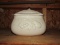 A Tellflora Gift White Ceramic Trinket Jar w/ Lid Cherry/Peach Motif