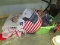 Fourth of July Lot - American Flags, Wood Garden Décor, Fabric, Tinsel, Bunting, Etc.
