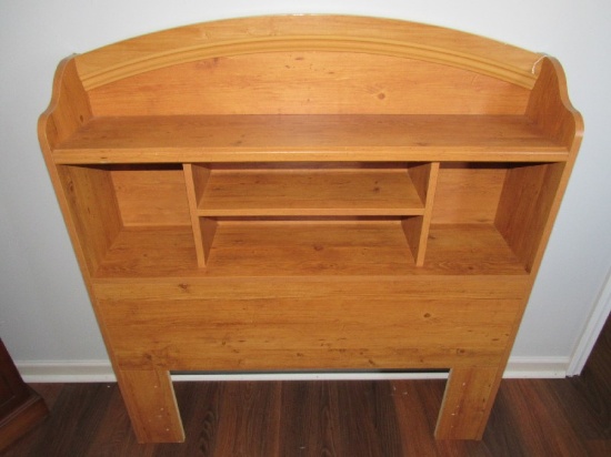 Wooden Bed End/Headboard Converted to Entry Shelving, 3-Tier, Arched Grooved Top