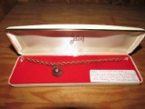 Awesome '2000 Club' Gold & Ruby w/ Gilted Crown Class Pendant on Chain Bracelet