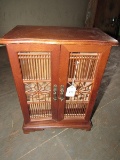 Wooden Jewelry Cabinet 2 Doors w/ 1 Lower Drawer w/ Misc. Costume Jewelry