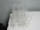 Misc. Glasses Lot - 2 Tall Crystal Glass Wine Glasses, Tall Champagne, Port, Etc.