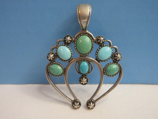 Relios Carolyn Pollack Sterling Silver 925 Turquoise Naja Pendant Necklace Enhancer