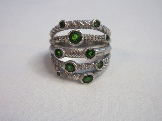 Judith Ripka Sterling Silver 925 Green Russian Chrome Diopside Spinel Ring