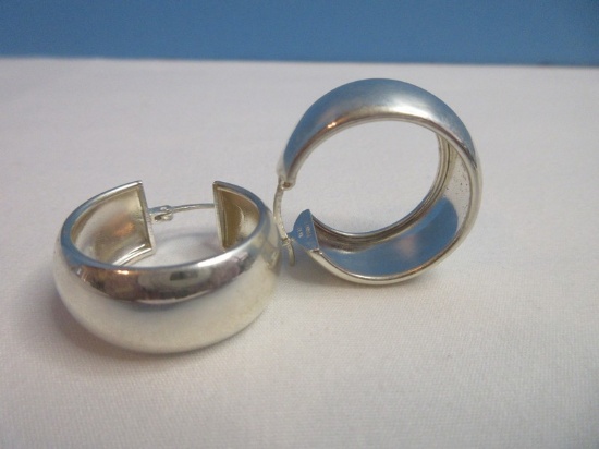 Pair - Atasay Kuyumculuk Sterling Silver 925 Turkey Hoop Design Pierced Earrings